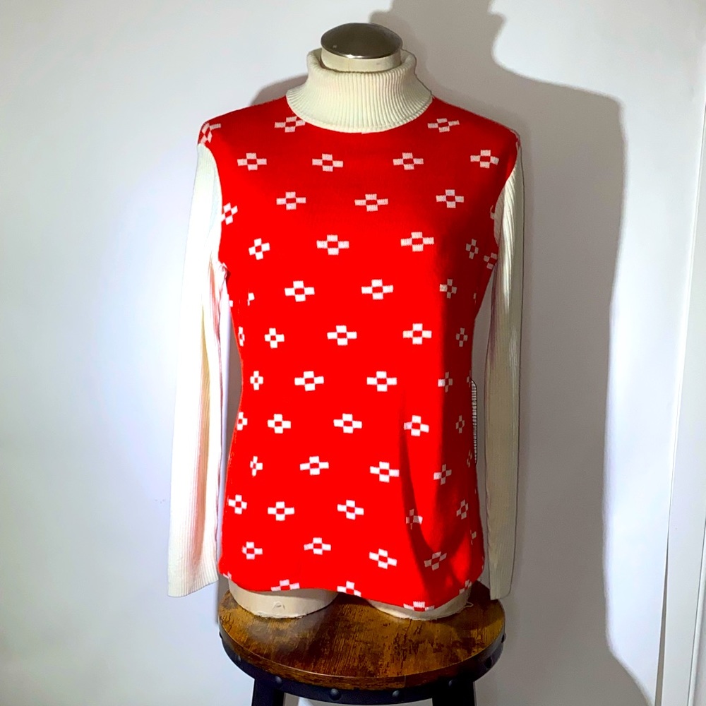 Vintage Sear’s Jr Bazaar MOD 60’s turtleneck knit unisex sweater Size Medium
